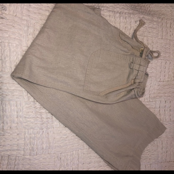 Linen Beige Beach Pants - Picture 2 of 5